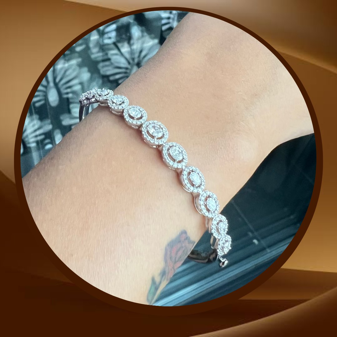 Swarovski Matrix Tennis Bracelet Round cut, Small, White, Rhodium plat –  Parrys Jewellers