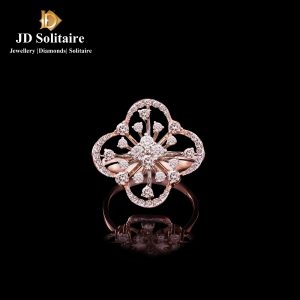 Floral Design Diamond Rose Gold Ring
