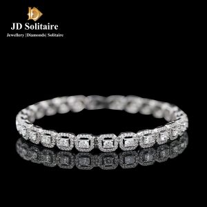 Radiant Cut Fancy Solitaire With Small Diamond White Gold Bangle
