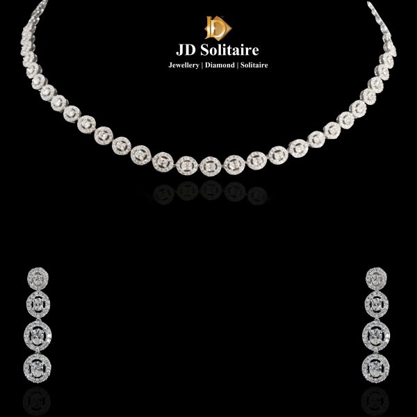 Oval cut solitaire diamond necklace set with white gold
