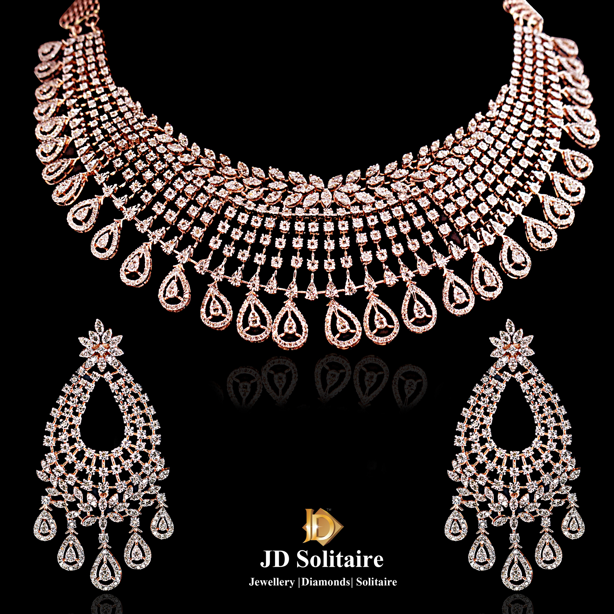 Rose Gold Necklace /Diamond Necklace / CZ Indian Necklace /Statement J |  Erajewels
