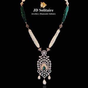 Colorstone and Diamond Pendant With Pearl