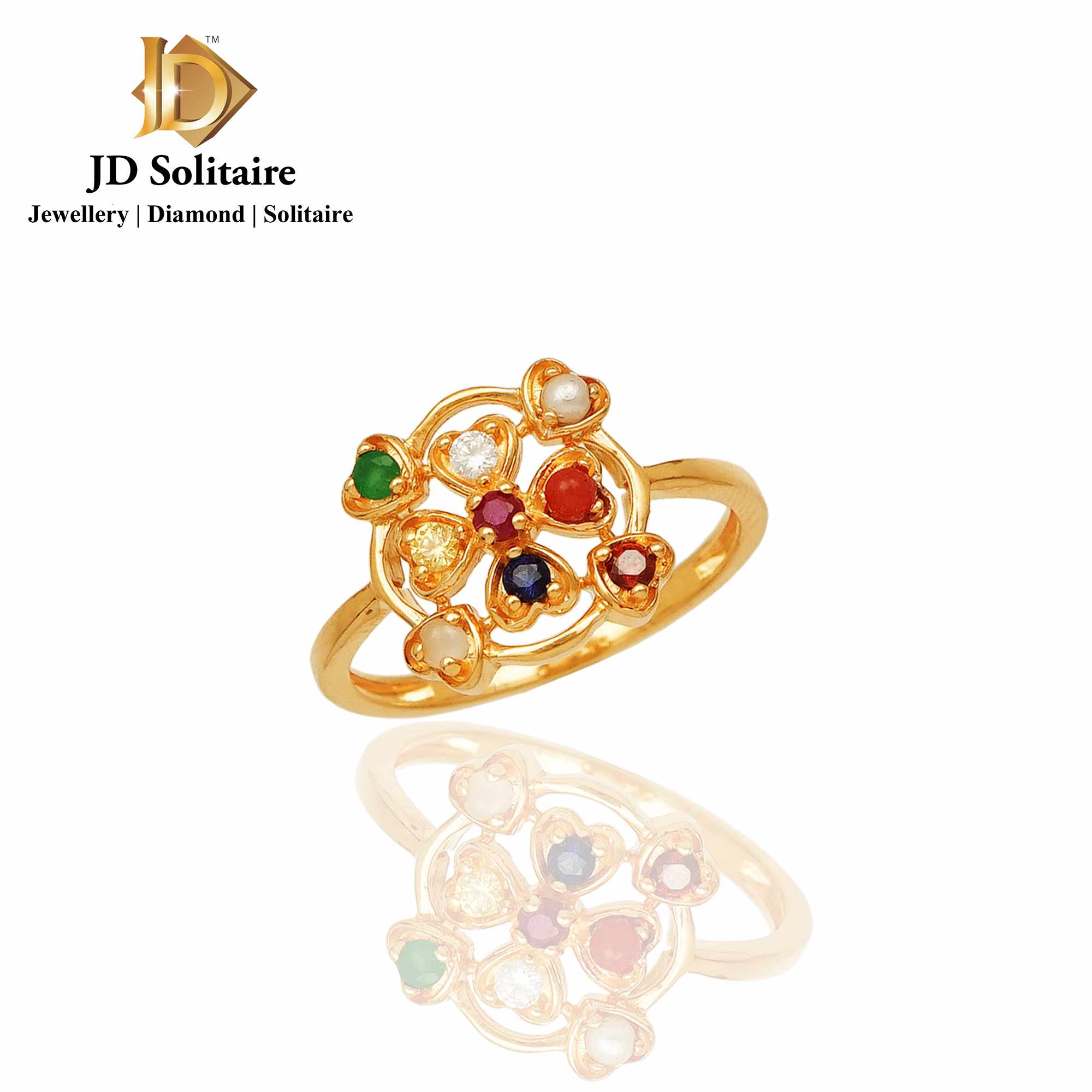 Modern Gemstone Navratna Ring Designs Online at Candere by Kalyan Jewellers
