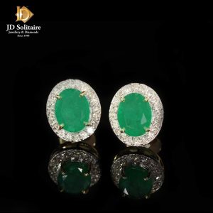 Emerald Diamond Earrings Studs