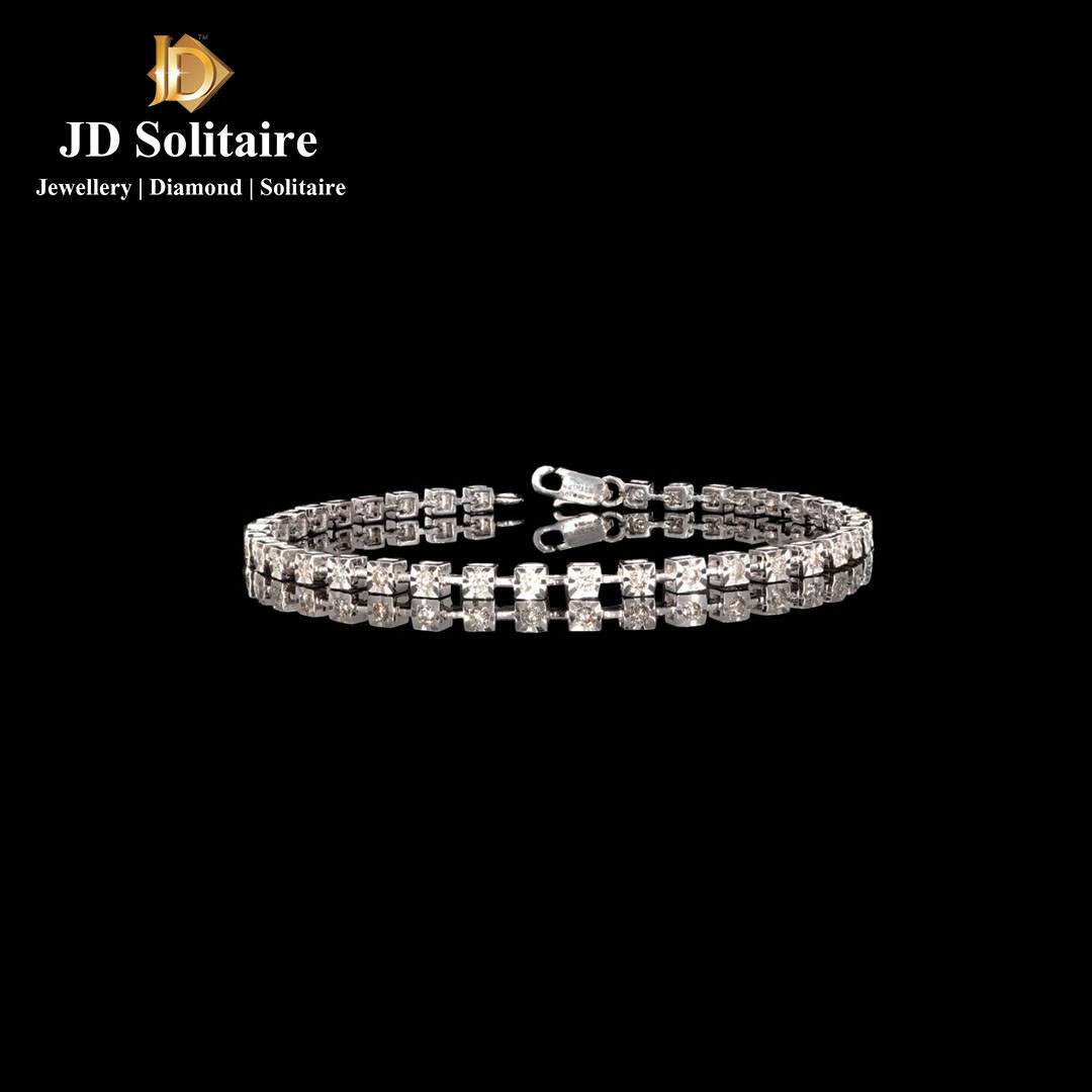 14K Gold Diamond Illusion Set Tennis Bracelet 8in Long Length | eBay