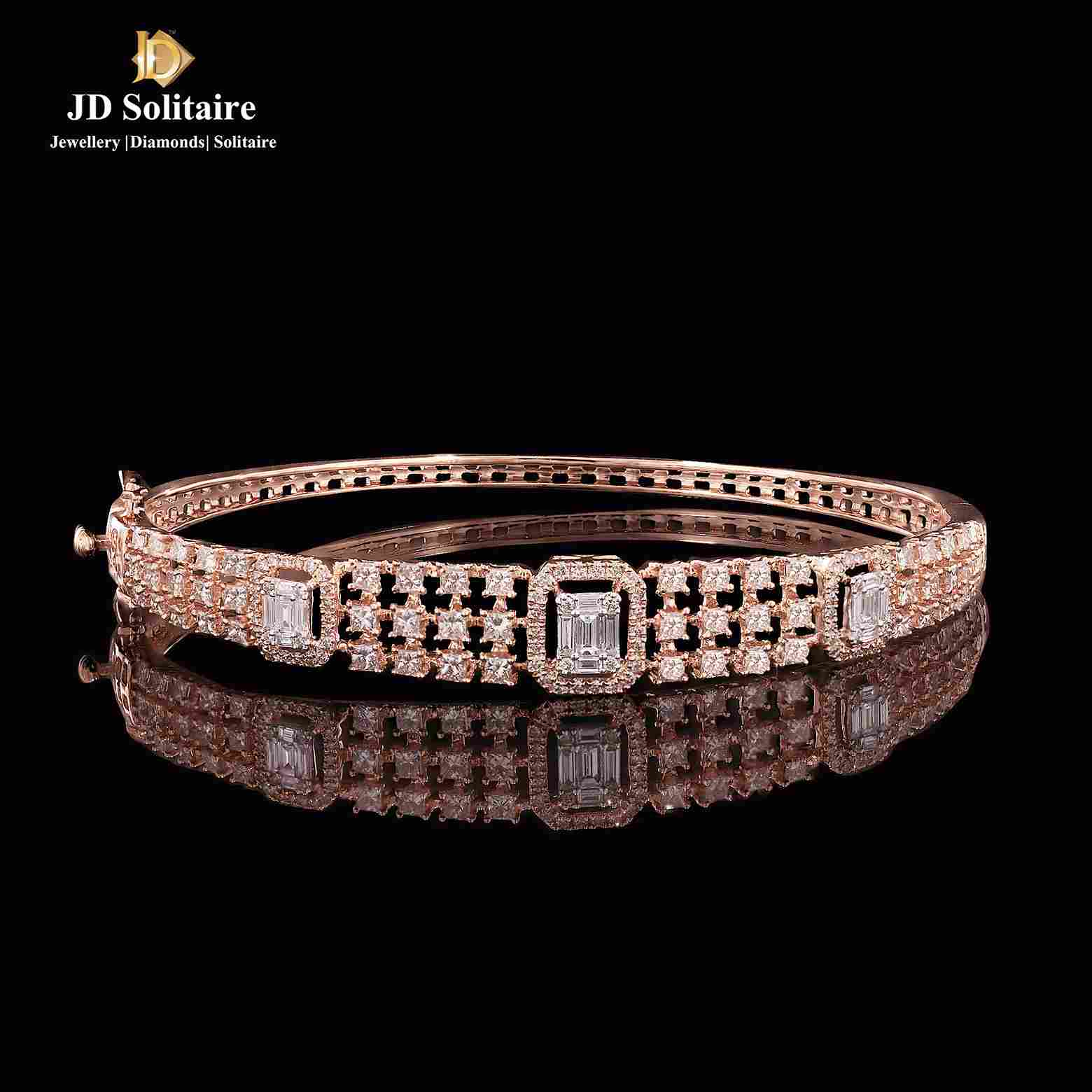 Square Center Design Diamond Bracelet In 18K Rose Gold | Nemichand Bamalwa  & Sons (J)