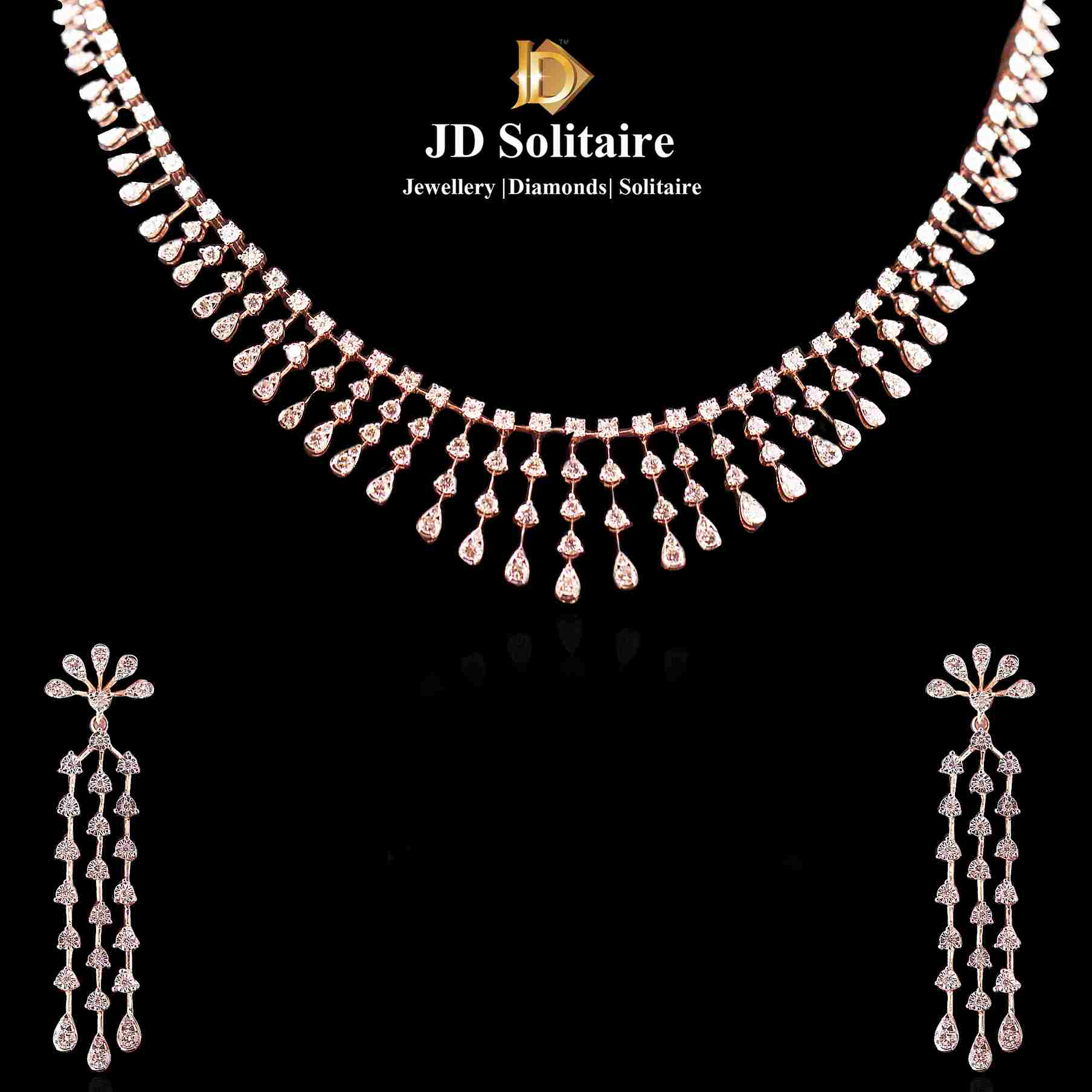 18k rose gold tennis necklace with black diamonds Measure 40 Carat 6,00