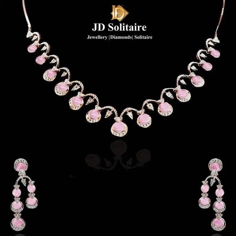 Buy Ladymania American Diamond Pink Color Necklace Set With Earrings for  Women and Girls Online at Best Prices in India - JioMart.
