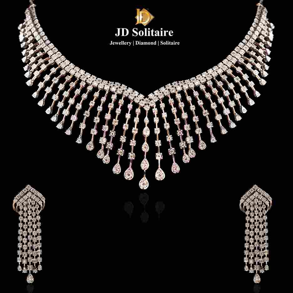 American diamond Bridal necklace set-Silver Plated | Cz Choker necklac –  Indian Designs