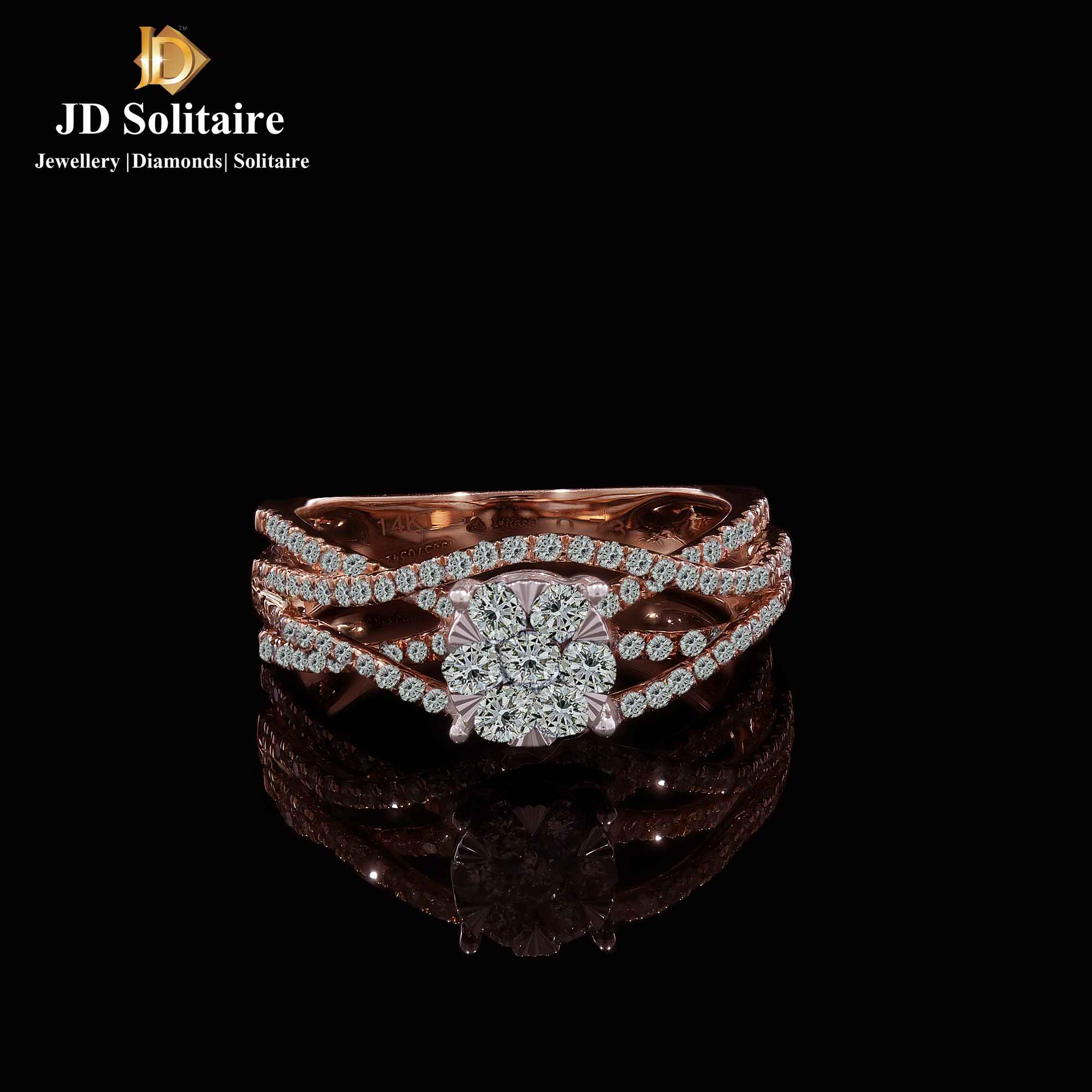 Buy quality Dazzling 14ct 4 Diamonds Rosegold Ring in Pune