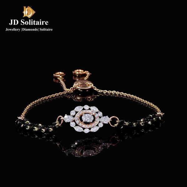 Solitaire Diamond Hand Mangalsutra Bracelet in Rose Gold