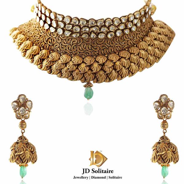 Bridal gold choker necklace set