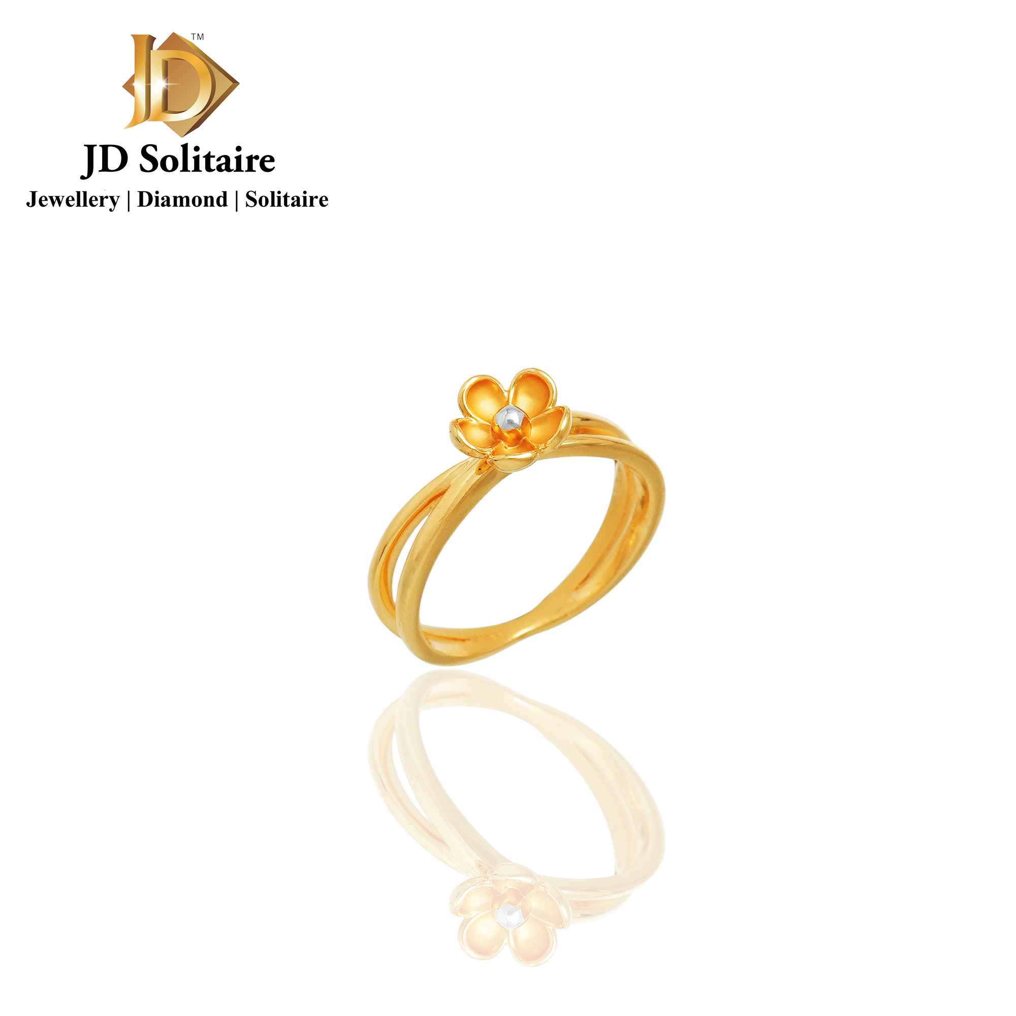 Designer 22K Flower Yellow Gold Ring - Mark Jewellers