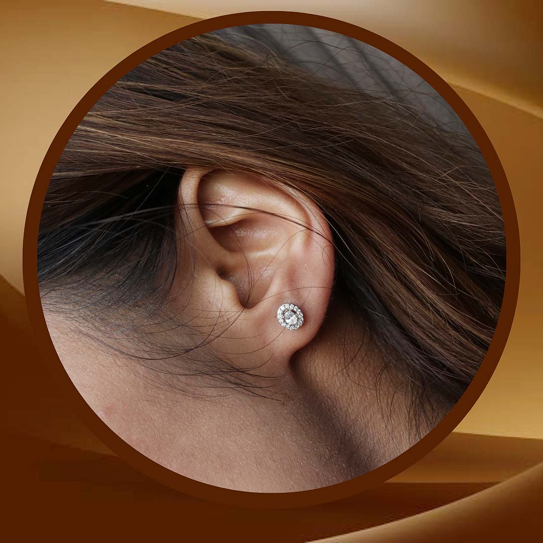 Large stud earrings 14K gold, dainty unusual circle earrings, fancy - Ruby  Lane