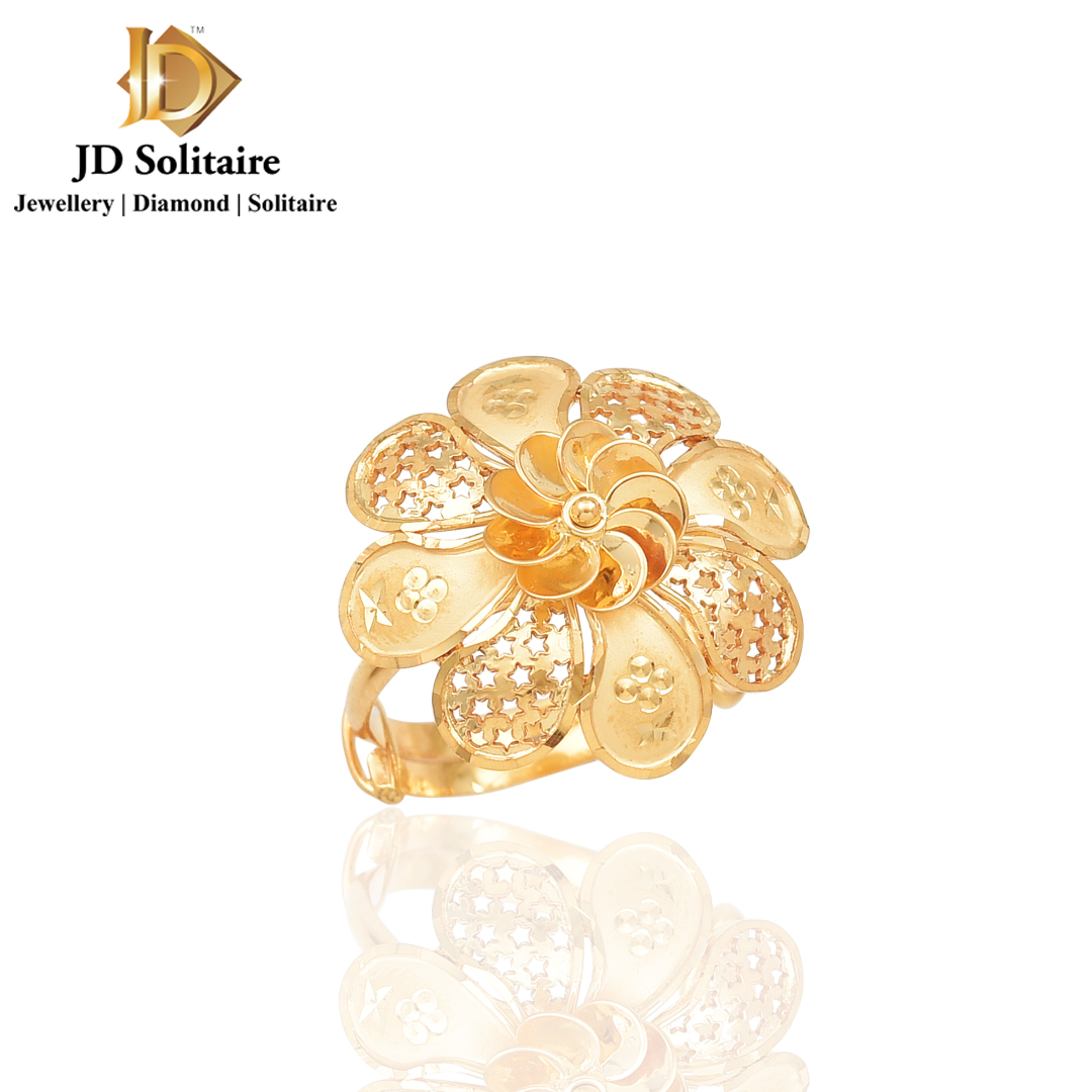 24K Solid Yellow Gold Women Flower Ring Band 7.1 Grams – Royal Venture  Elite Inc