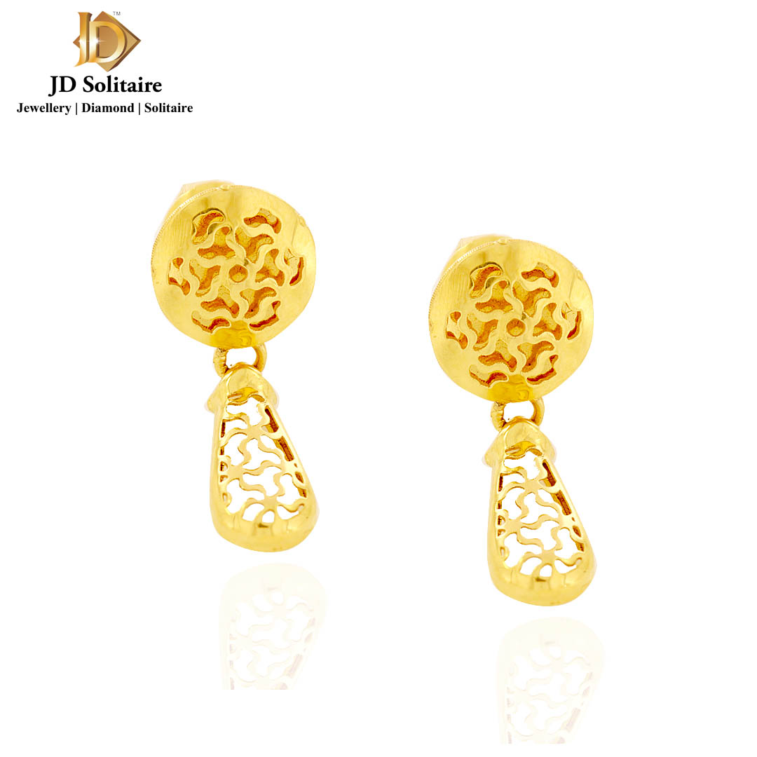 22kt Gold Earrings - ErGt25115 - US$ 853 - 22kt Gold Earrings are designed  in fancy style with filigree design. Machine cut adds shine and enha