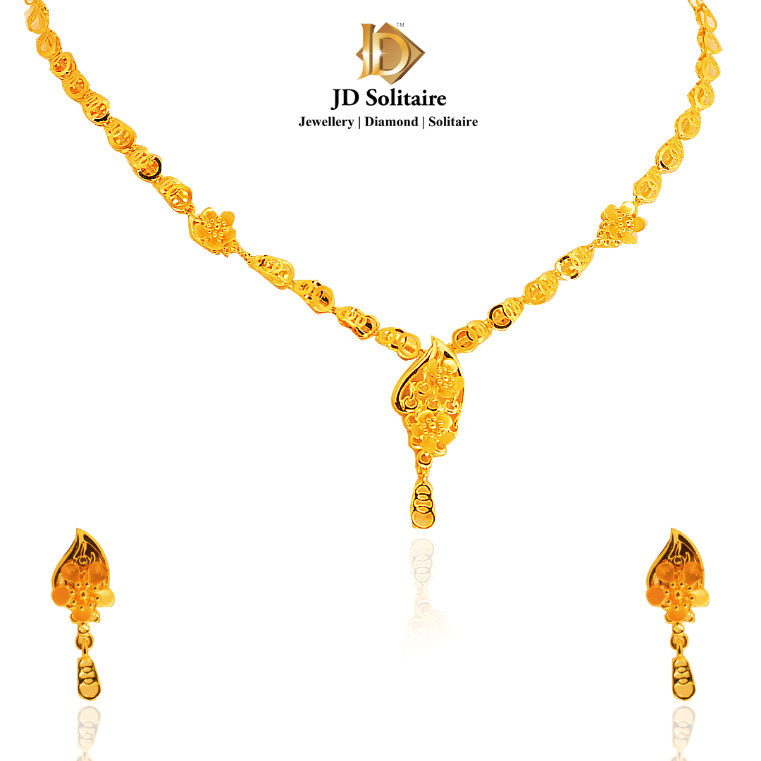 22ct Gold Plated American Diamond Stones Necklace | JewelSmart.in
