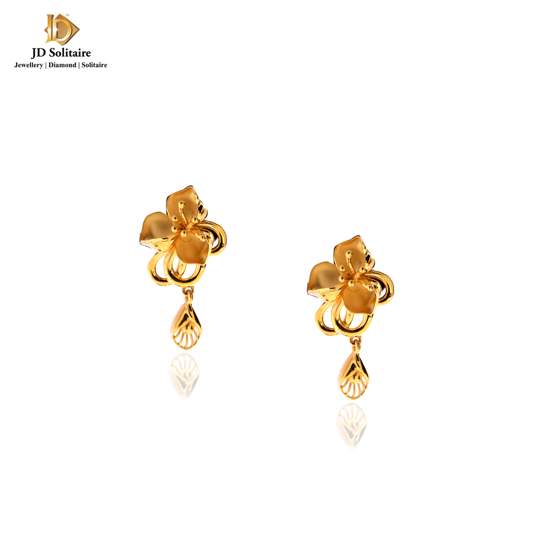 22KT Flower Design Gold Earrings - JD SOLITAIRE